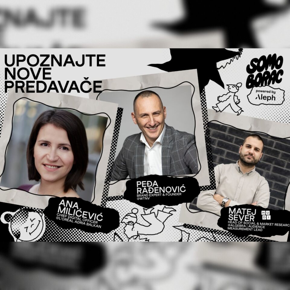 Govornici konferencijskog programa 14. SoMo Borca: Matej Sever, Ana Milićević i Peđa Rađenović